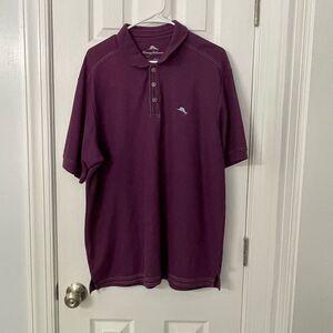 Tommy Bahama Supima Cotton Polo Shirt Size L Burgundy Marlin Logo